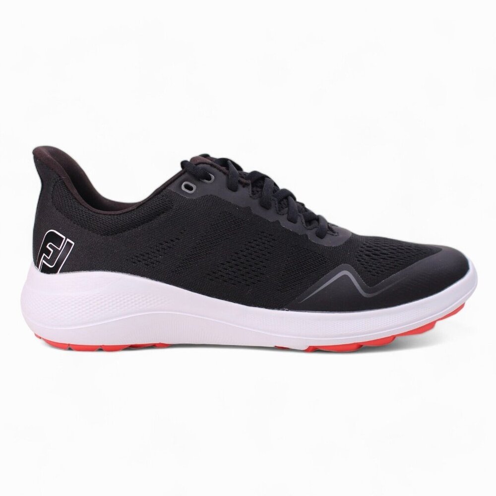 FootJoy FJ Flex Spikeless Golf Sports Shoes Men's  Black/Red 56141 Medium Width - Picture 2 of 11